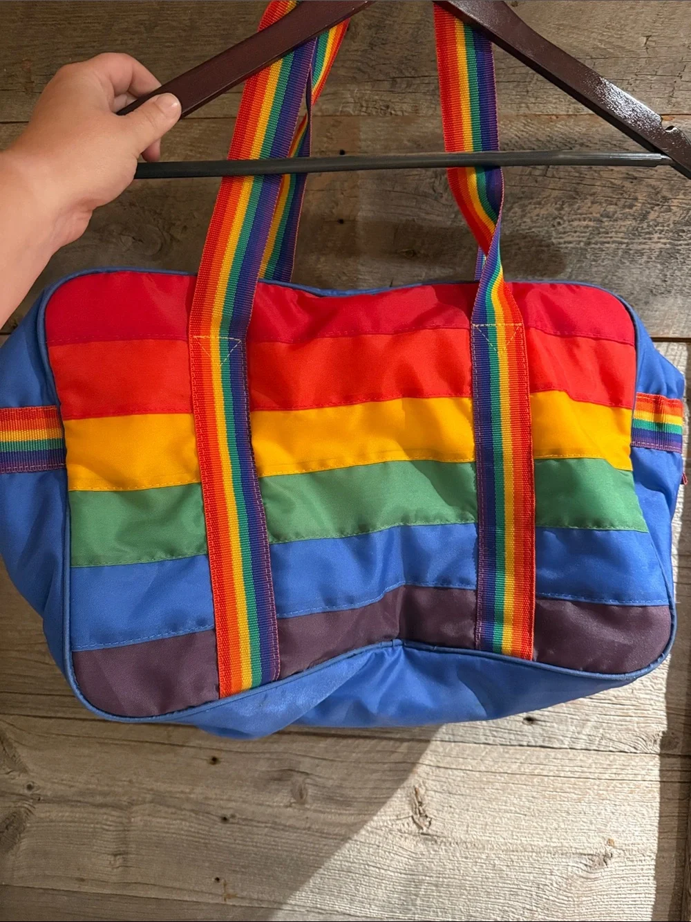 vintage Hawaii Fashion by Victor rainbow-striped duffle bag